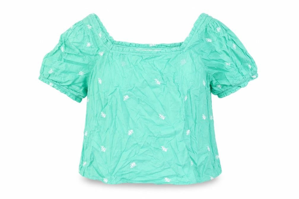 Per Una Womens Gold Floral Cotton Basic T-Shirt Size 10 Square Neck - Embroidery