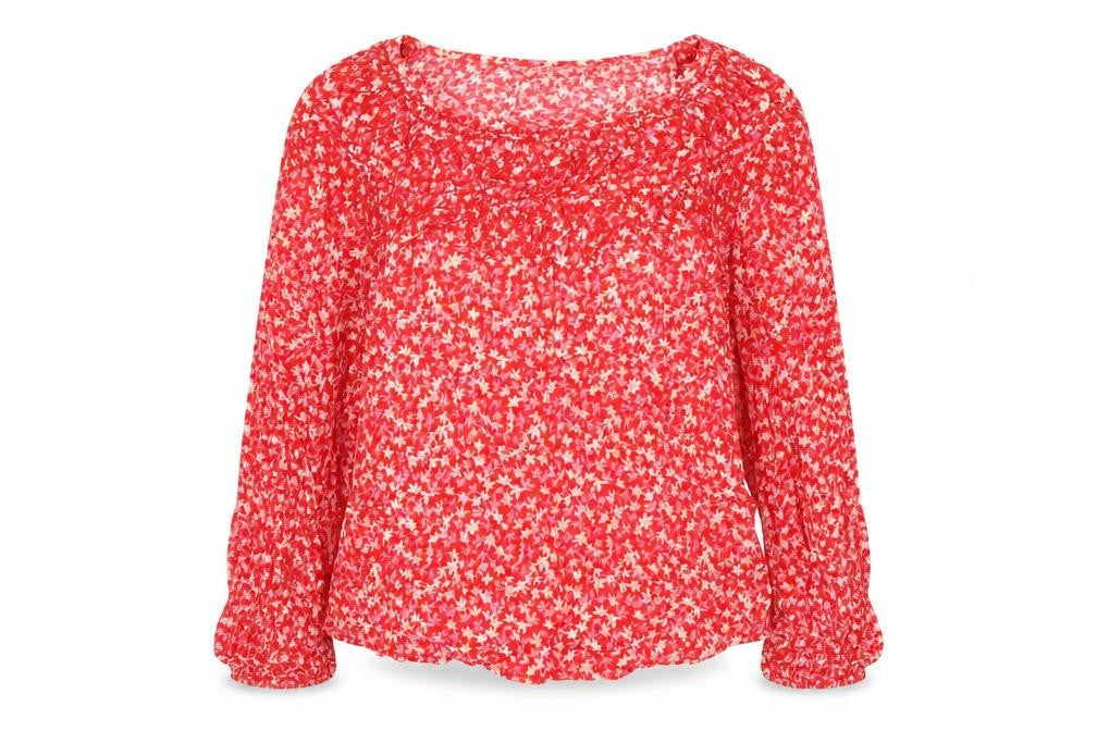 Marks and Spencer Womens Red Floral Viscose Basic Blouse Size 8 Round Neck