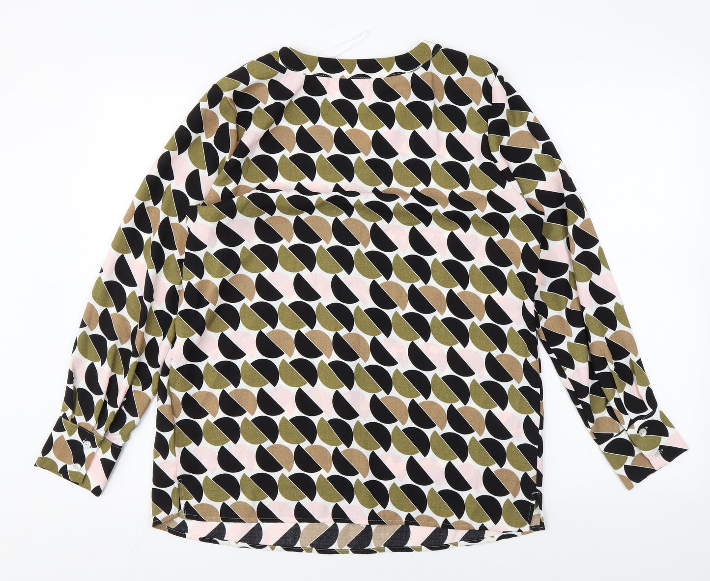 Marks and Spencer Womens Multicoloured Geometric Polyester A-Line Size 12 V-Neck Pullover