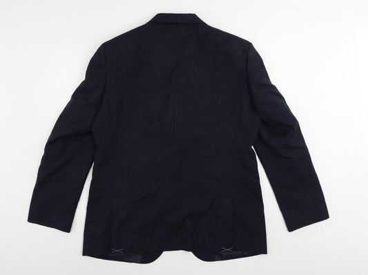 Marks and Spencer Mens Blue Striped Wool Jacket Suit Jacket Size 42 Regular