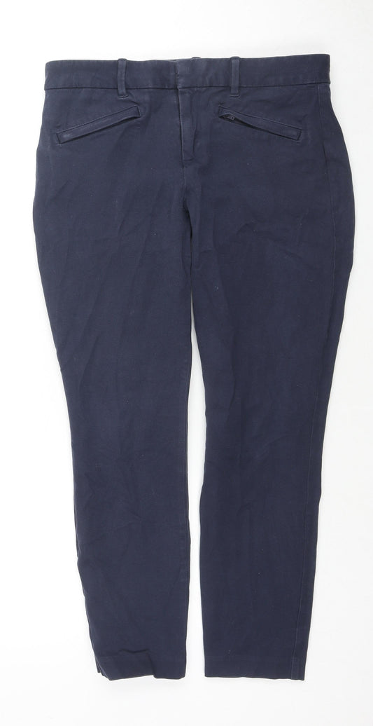 Gap Womens Blue Cotton Trousers Size 8 L24 in Regular Zip