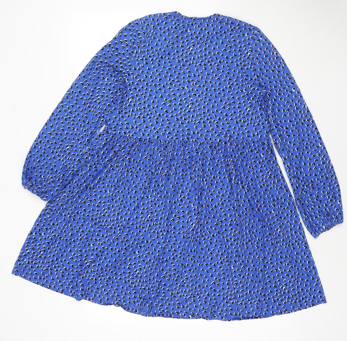 New Look Womens Blue Geometric Polyester Fit & Flare Size 10 Round Neck Pullover