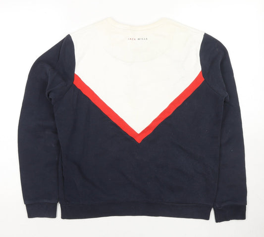 Jack Wills Womens Blue Colourblock Cotton Pullover Sweatshirt Size 10 Pullover