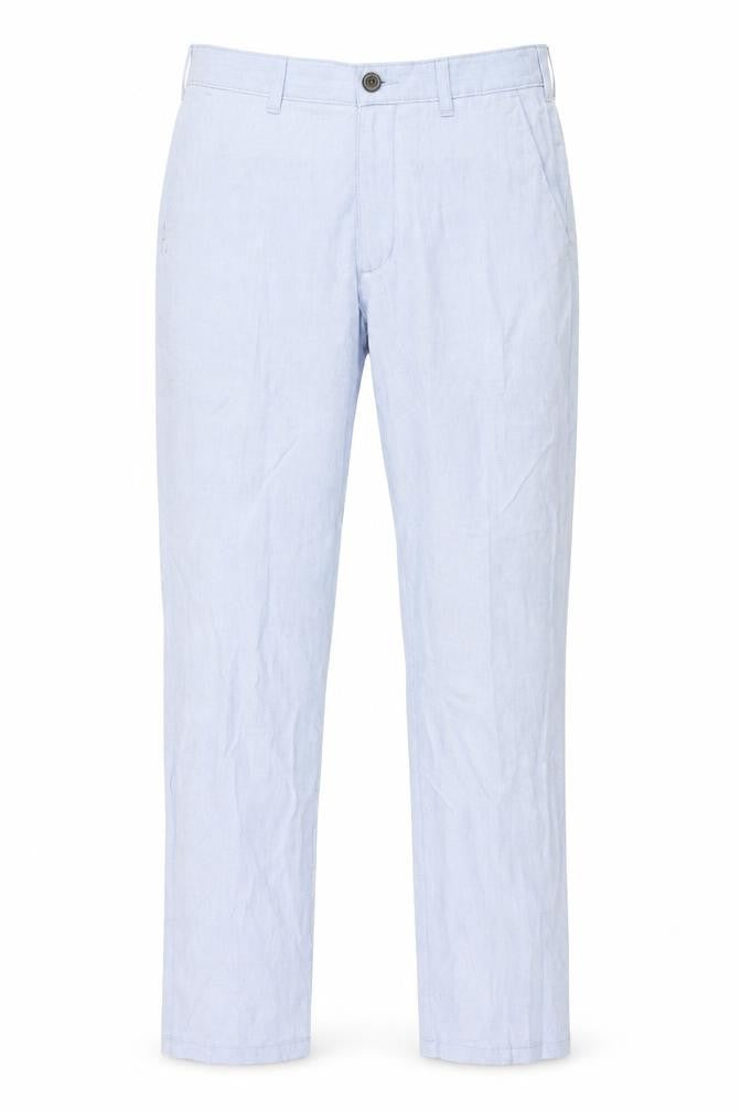 Marks and Spencer Mens Blue Cotton Trousers Size 30 in L33 in Regular Zip