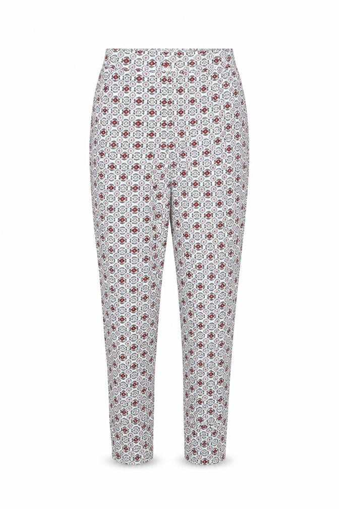 Marks and Spencer Womens Ivory Geometric Viscose Trousers Size 8 L29 in Regular