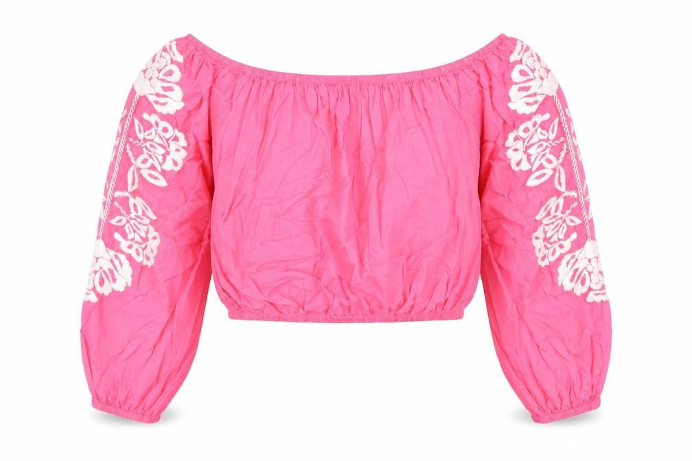 Marks and Spencer Womens Pink Floral Cotton Basic T-Shirt Size 16 Off the Shoulder