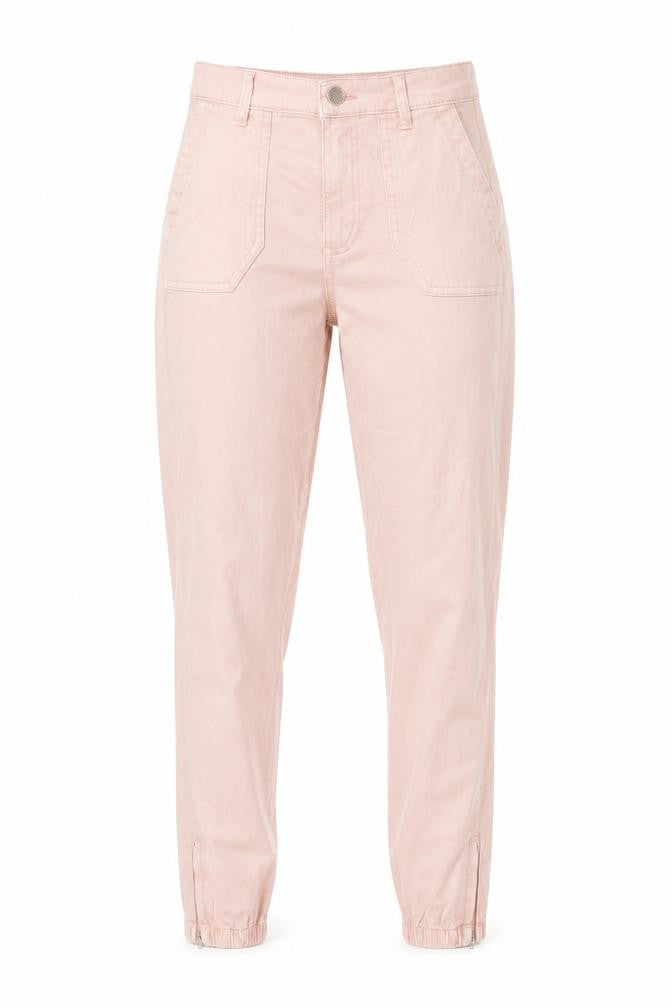 Marks and Spencer Womens Pink Cotton Trousers Size 6 L28 in Regular Zip