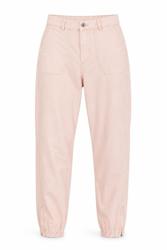 Marks and Spencer Womens Pink Cotton Trousers Size 6 L28.5 in Regular Zip