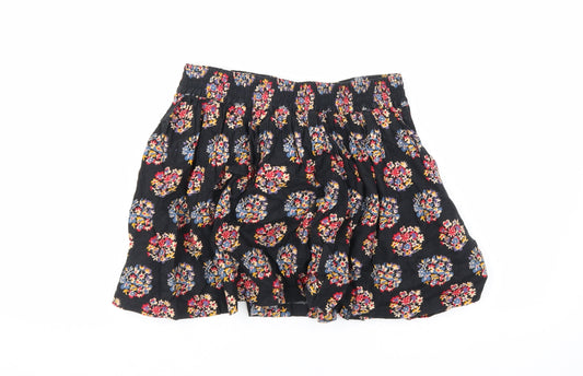 Johnnie B Girls Black Geometric Cotton A-Line Skirt Size 13-14 Years Regular Pull On