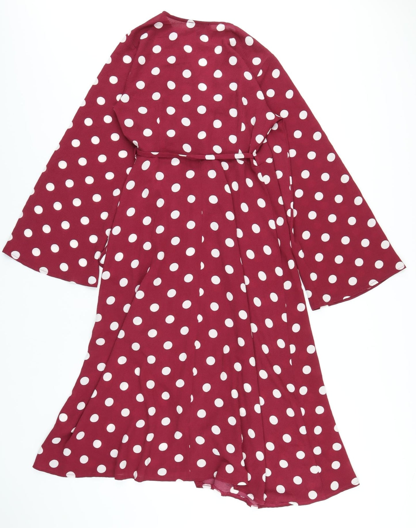 New Look Womens Purple Polka Dot Polyester Wrap Dress Size 8 V-Neck Tie