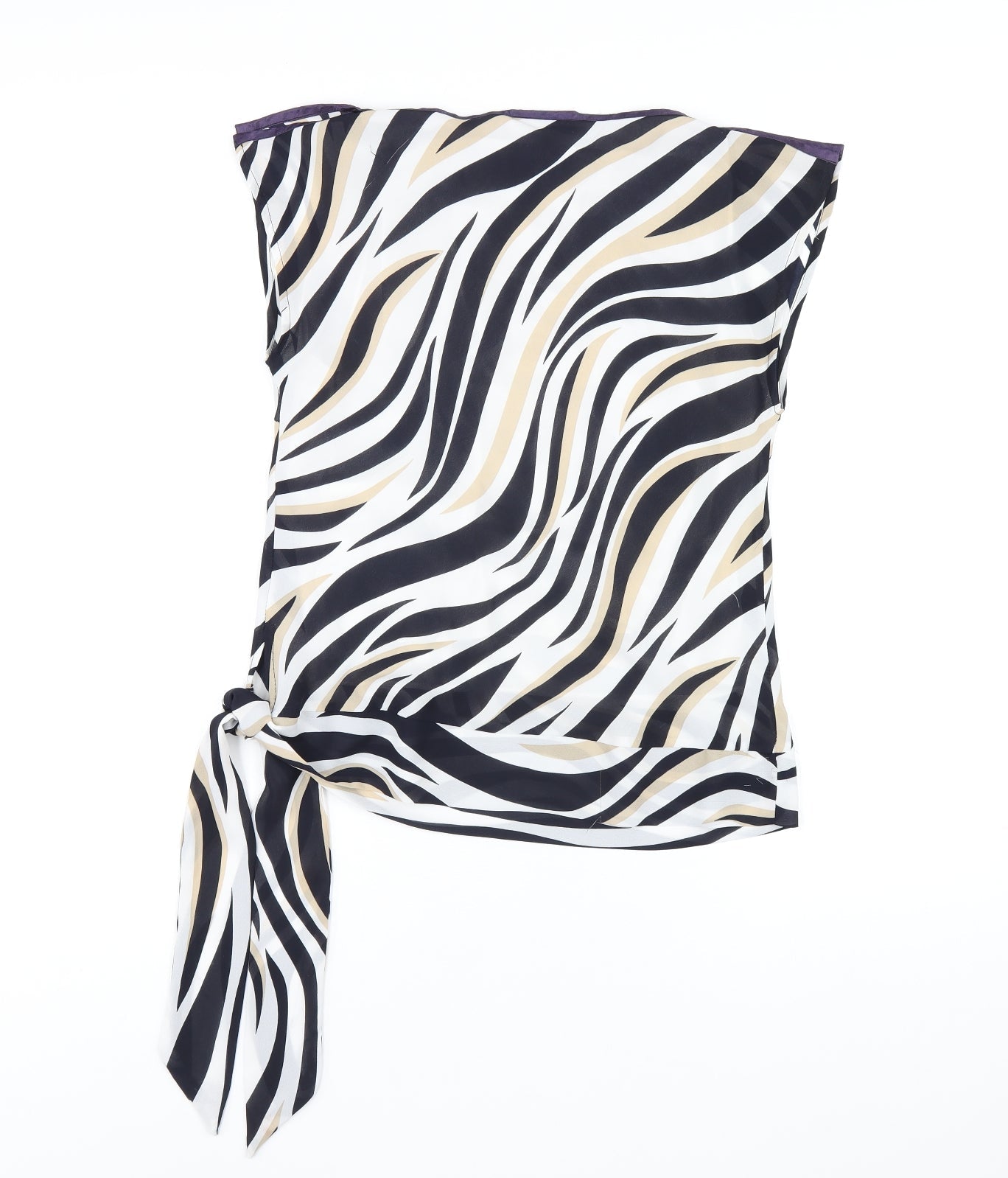 Milano Womens Multicoloured Animal Print Polyester Basic T-Shirt Size 12 Round Neck