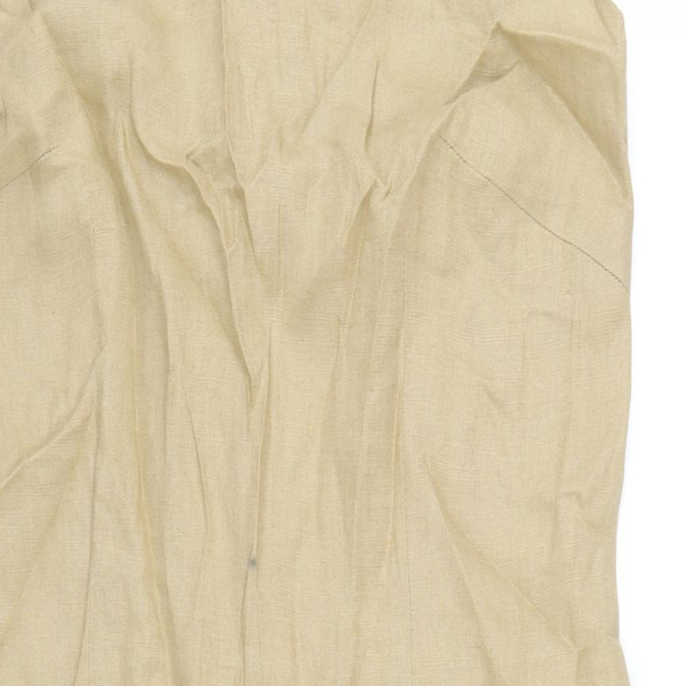 KS Collection Womens Beige Linen A-Line Size 16 V-Neck Zip