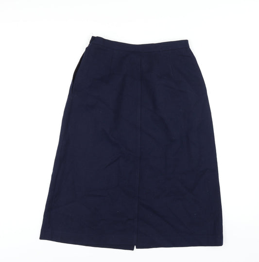 Persona Womens Blue Polyester A-Line Skirt Size 10 Button