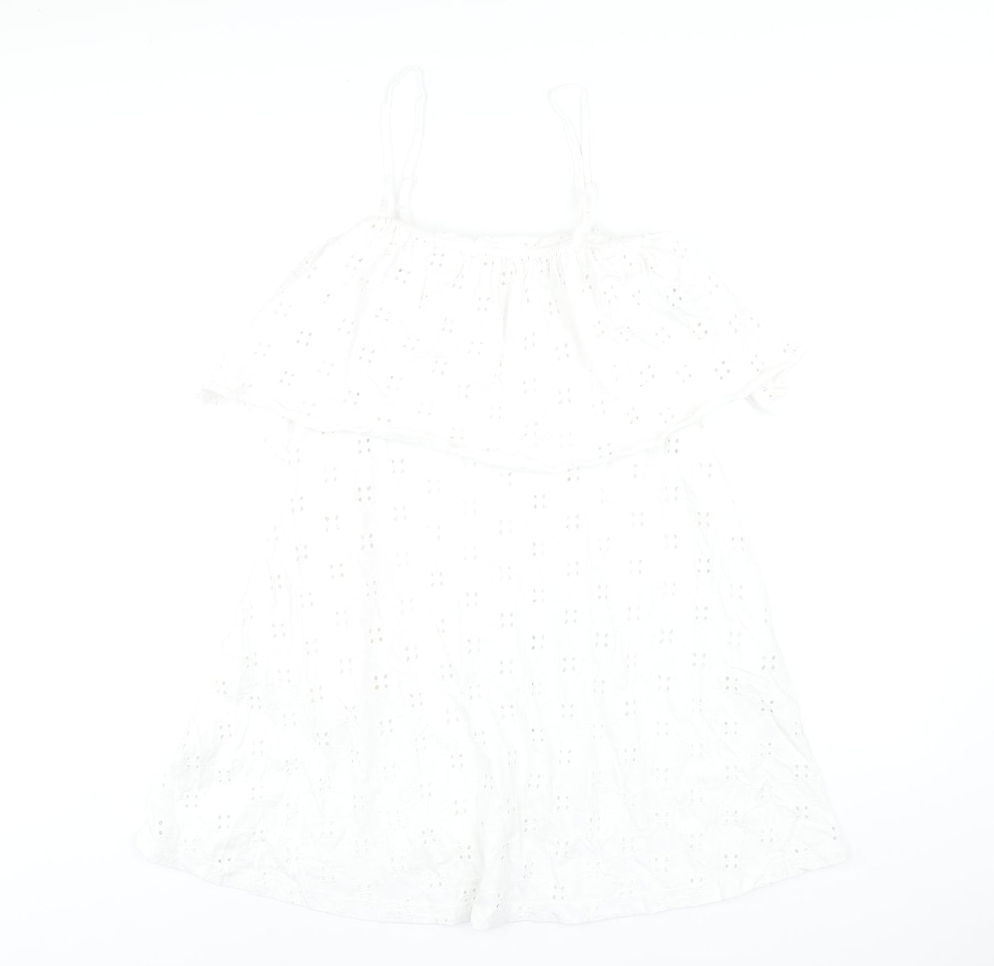 ASOS Womens White Cotton A-Line Size 12 Square Neck Pullover