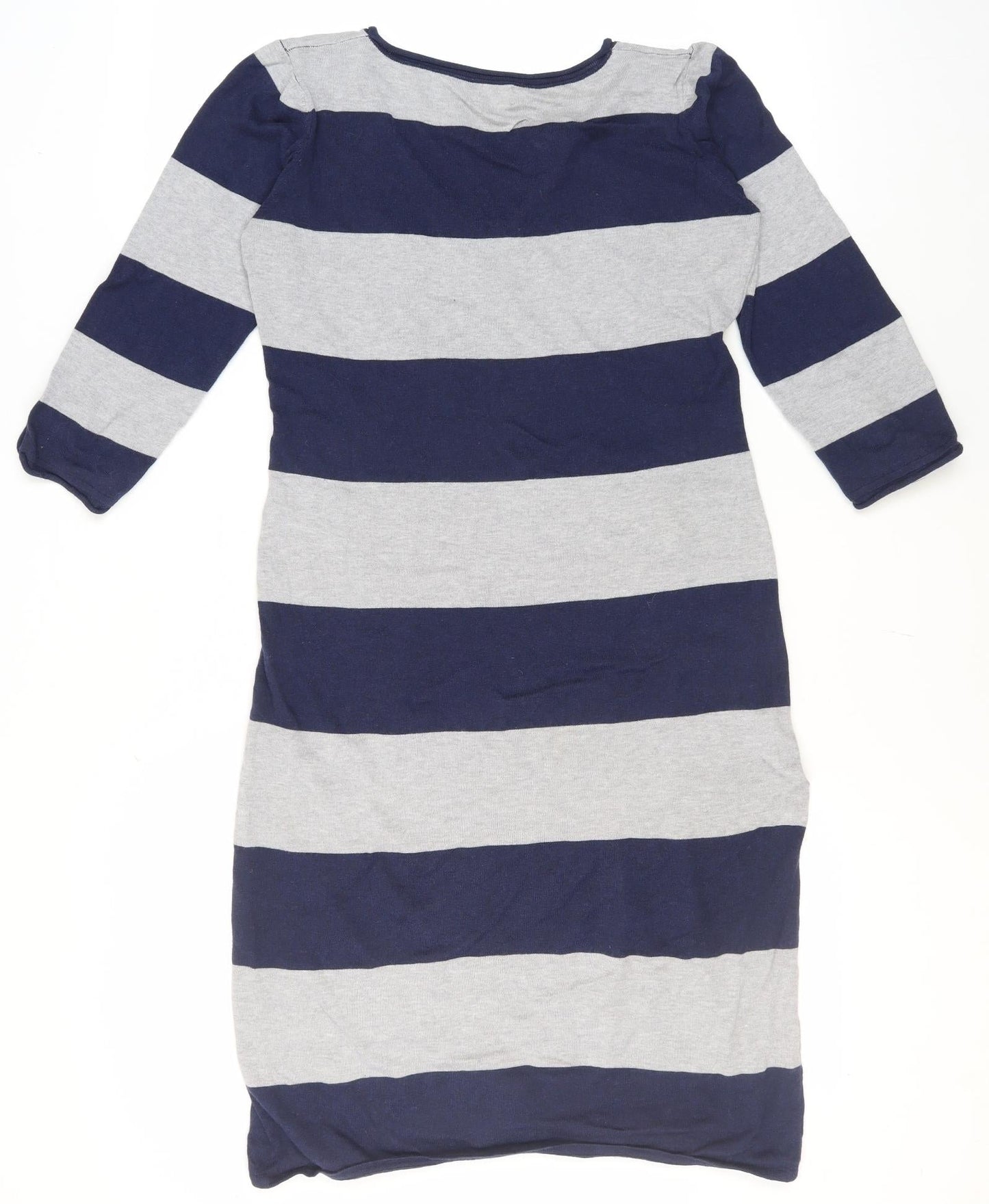 Fig Women's Grey & Blue Striped Shift Dress M