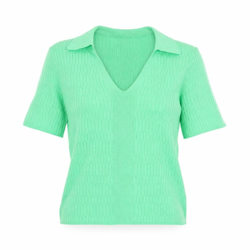 Marks and Spencer Womens Green Collared Viscose Pullover Jumper Size S