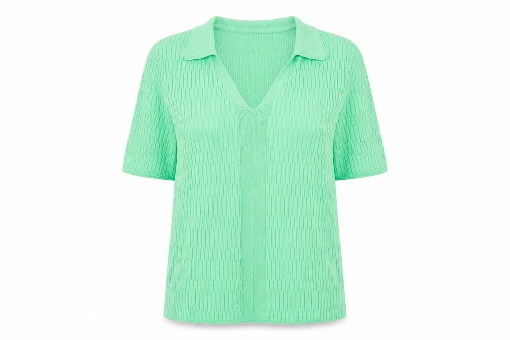 Marks and Spencer Womens Green Collared Viscose Pullover Jumper Size L