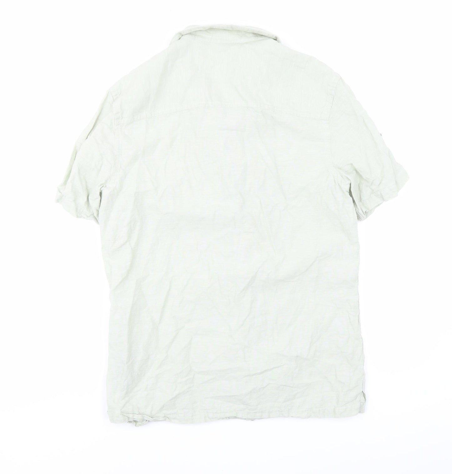 ASOS Mens Green Linen Button-Up Size M Collared Button