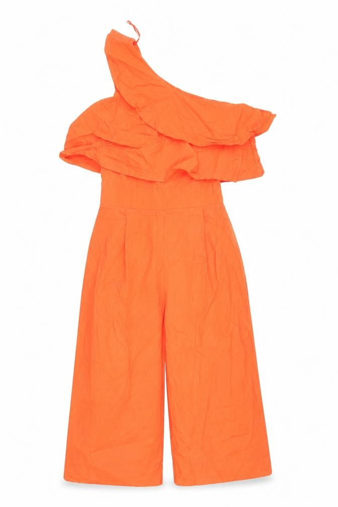 Zara Womens Orange Cotton Jumpsuit One-Piece Size M L19 in Zip