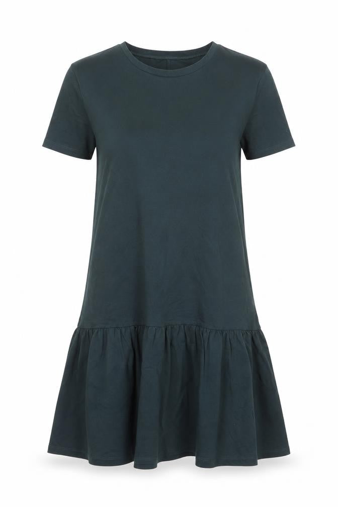 Zara Womens Green Polyester T-Shirt Dress Size S Round Neck Pullover