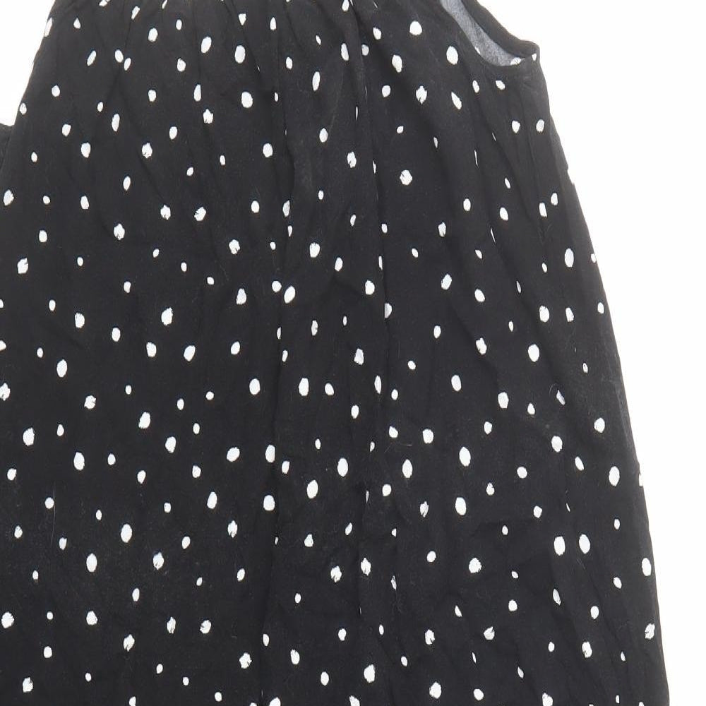 Marks and Spencer Womens Black Polka Dot Viscose Slip Dress Size 12 Round Neck Pullover