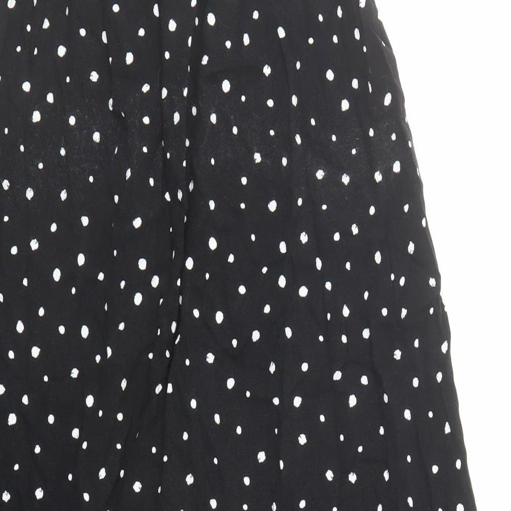 Marks and Spencer Womens Black Polka Dot Viscose Slip Dress Size 12 Round Neck Pullover