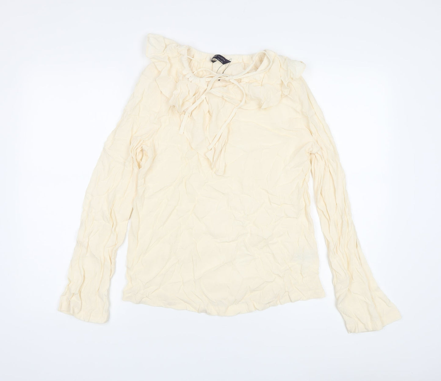 Marks and Spencer Womens Beige Viscose Basic Blouse Size 6 Round Neck