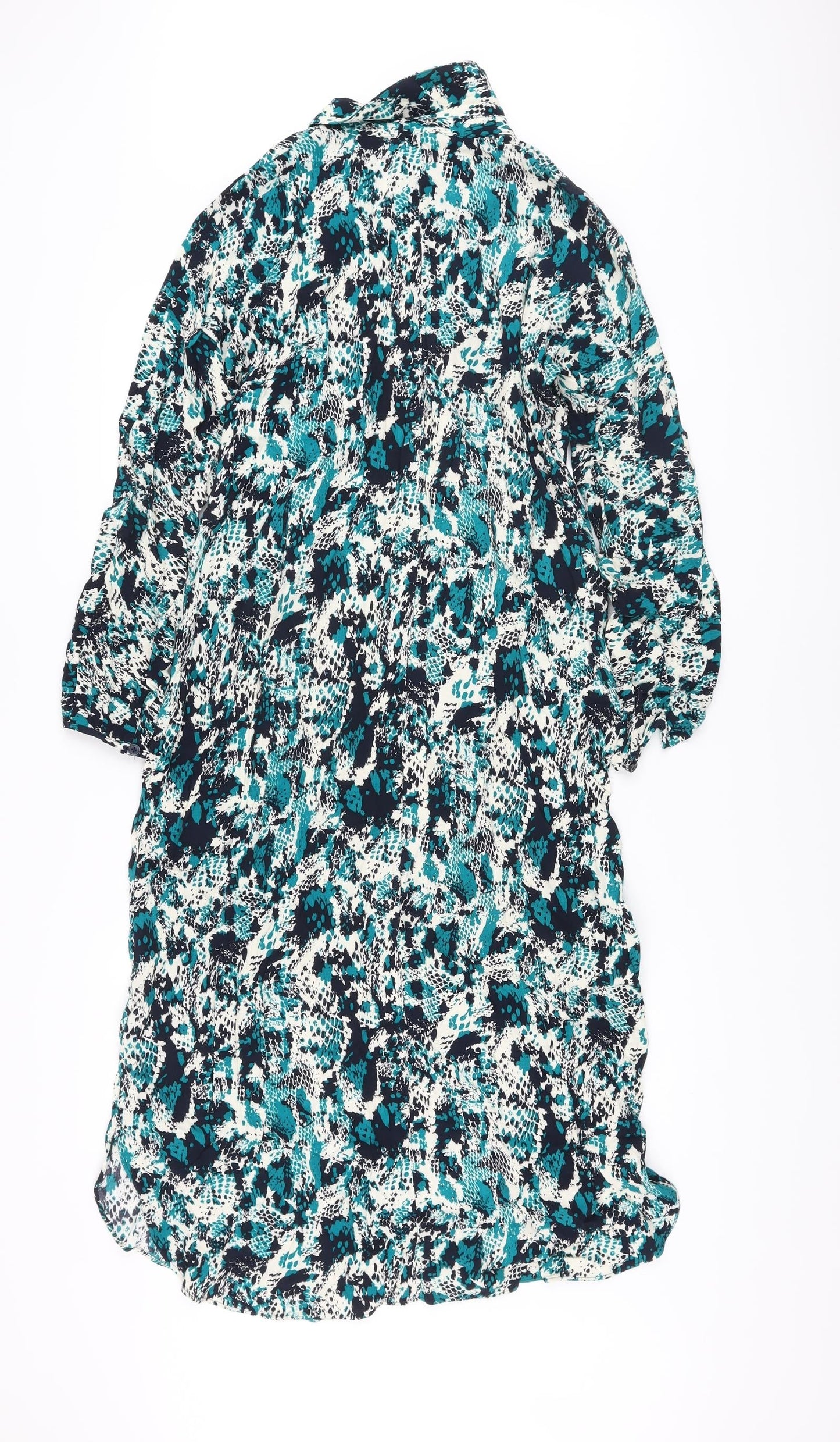 Marks and Spencer Womens Multicoloured Animal Print Viscose A-Line Size 10 Collared Button
