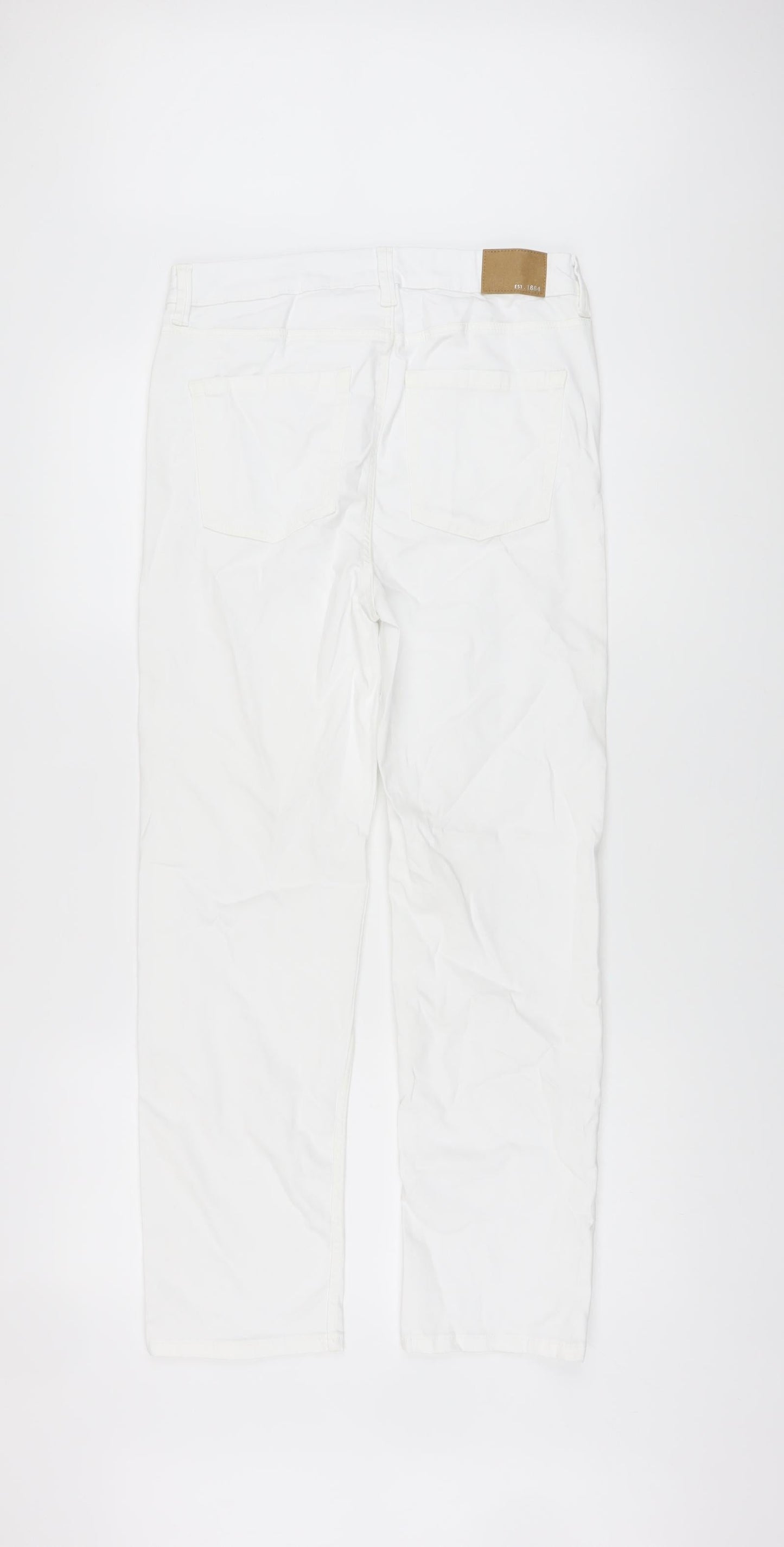 Marks and Spencer Womens White Cotton Straight Jeans Size 12 L25 in Regular Button