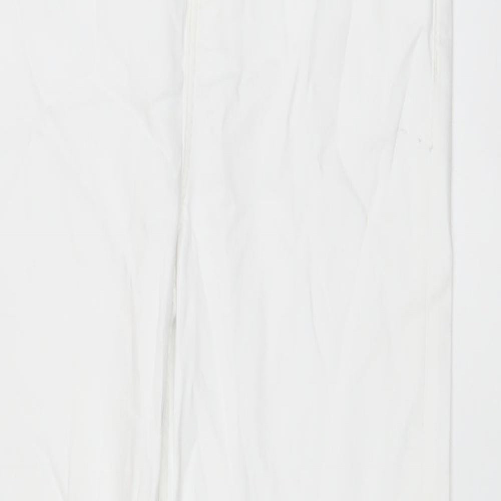 Marks and Spencer Womens White Cotton Straight Jeans Size 12 L25 in Regular Button