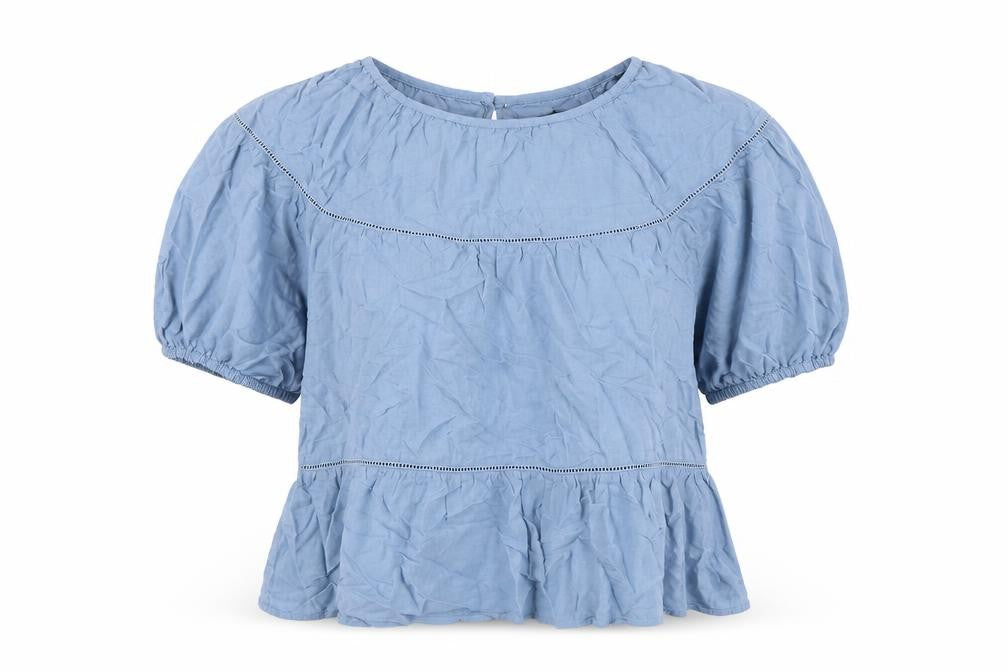 Marks and Spencer Womens Blue Viscose Basic Blouse Size 10 Round Neck