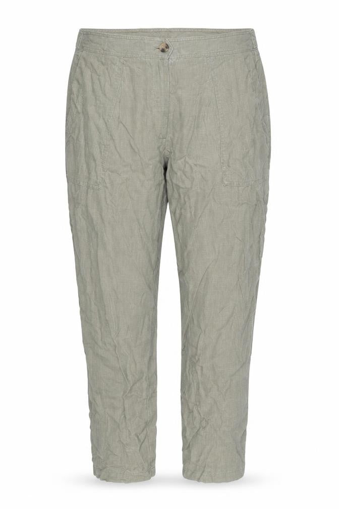 Per Una Womens Green Lyocell Trousers Size 18 L28 in Regular Zip
