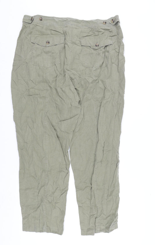 Per Una Womens Green Lyocell Trousers Size 18 L28 in Regular Zip