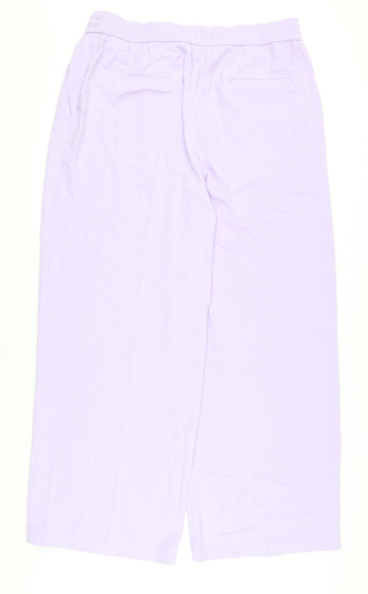 Marks and Spencer Womens Purple Polyester Trousers Size 18 L32 in Regular Drawstring