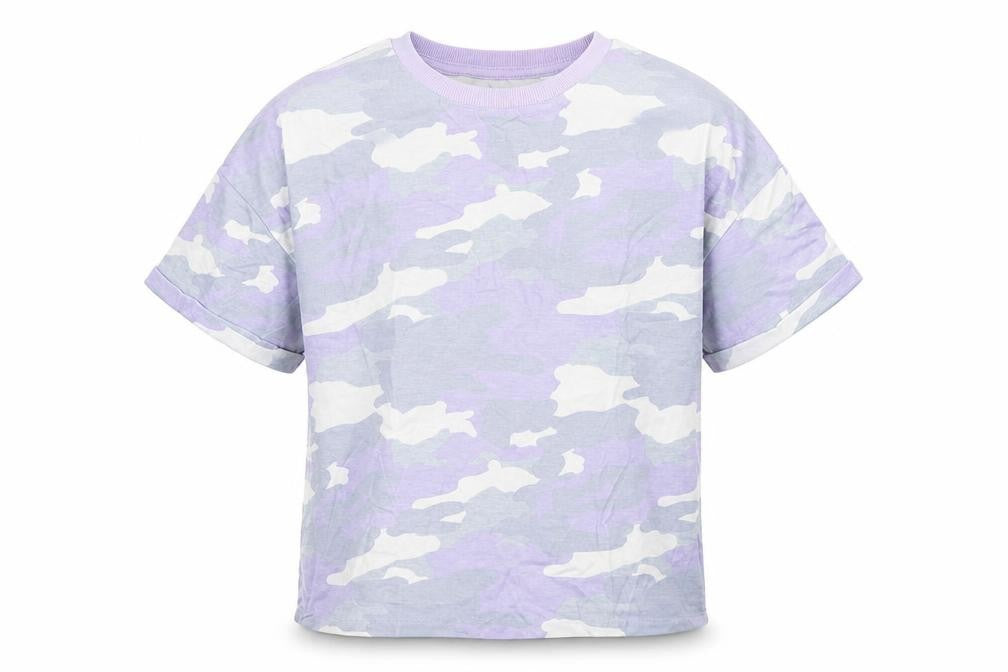 Marks & Spencer Boys Purple Camouflage Cotton Basic T-Shirt Size 10-11 Years Round Neck Pullover