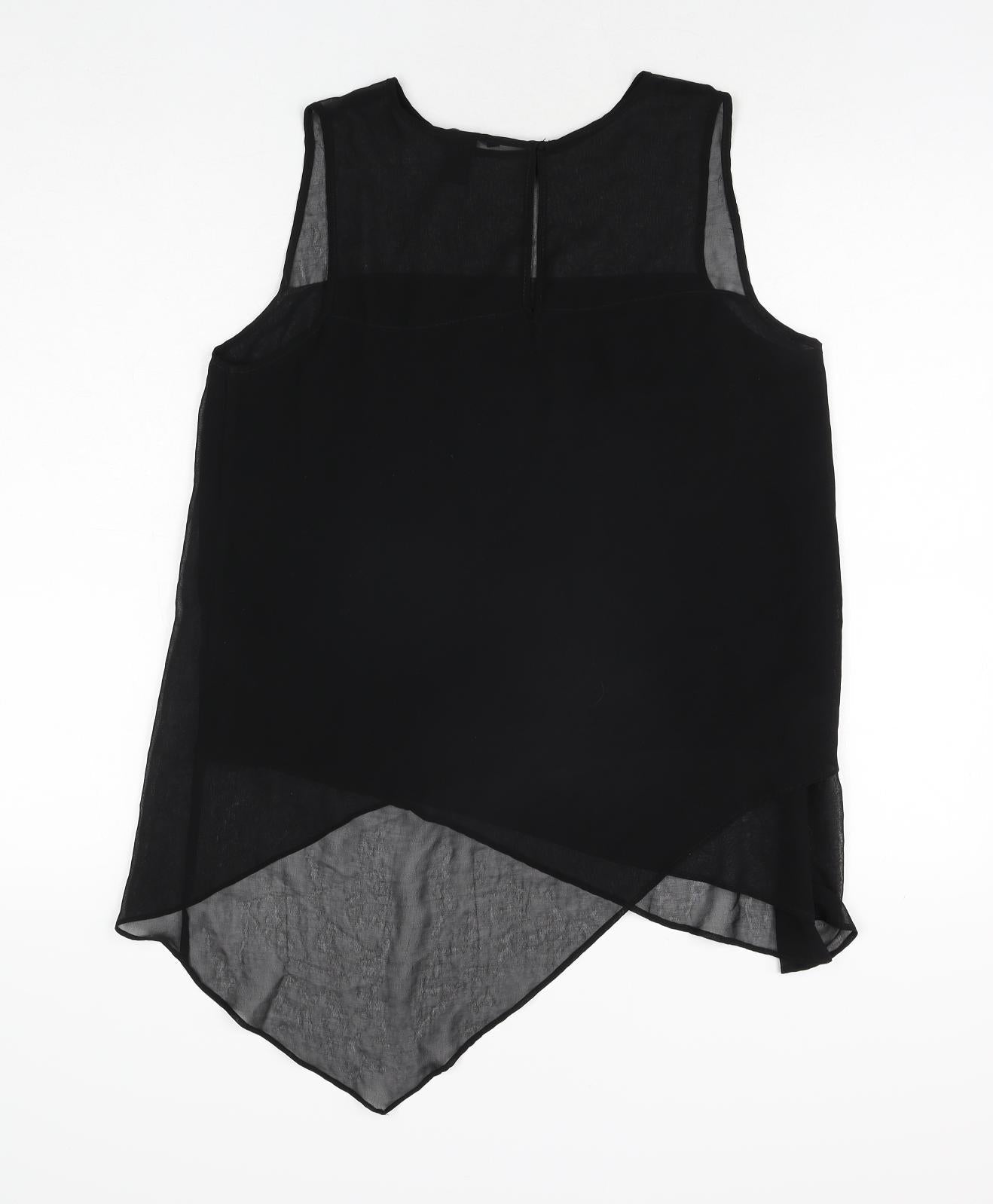 H&M Womens Black Polyester Tunic Blouse Size 10 Round Neck
