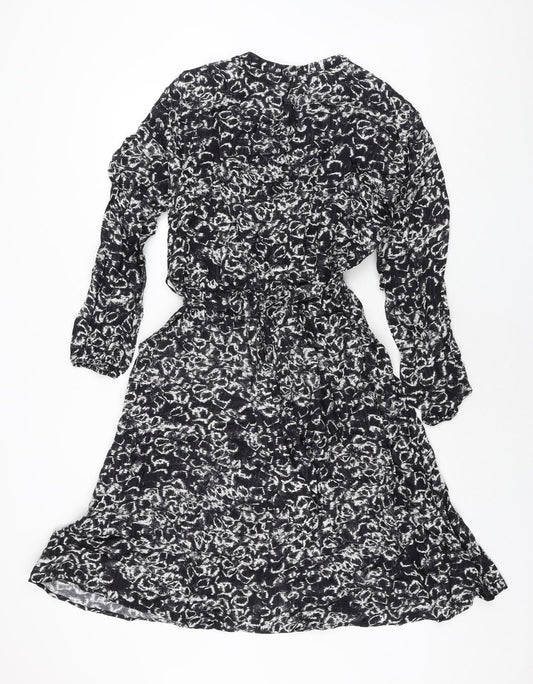 Betty & Co Womens Grey Geometric Polyester A-Line Size 10 V-Neck Pullover - Belted