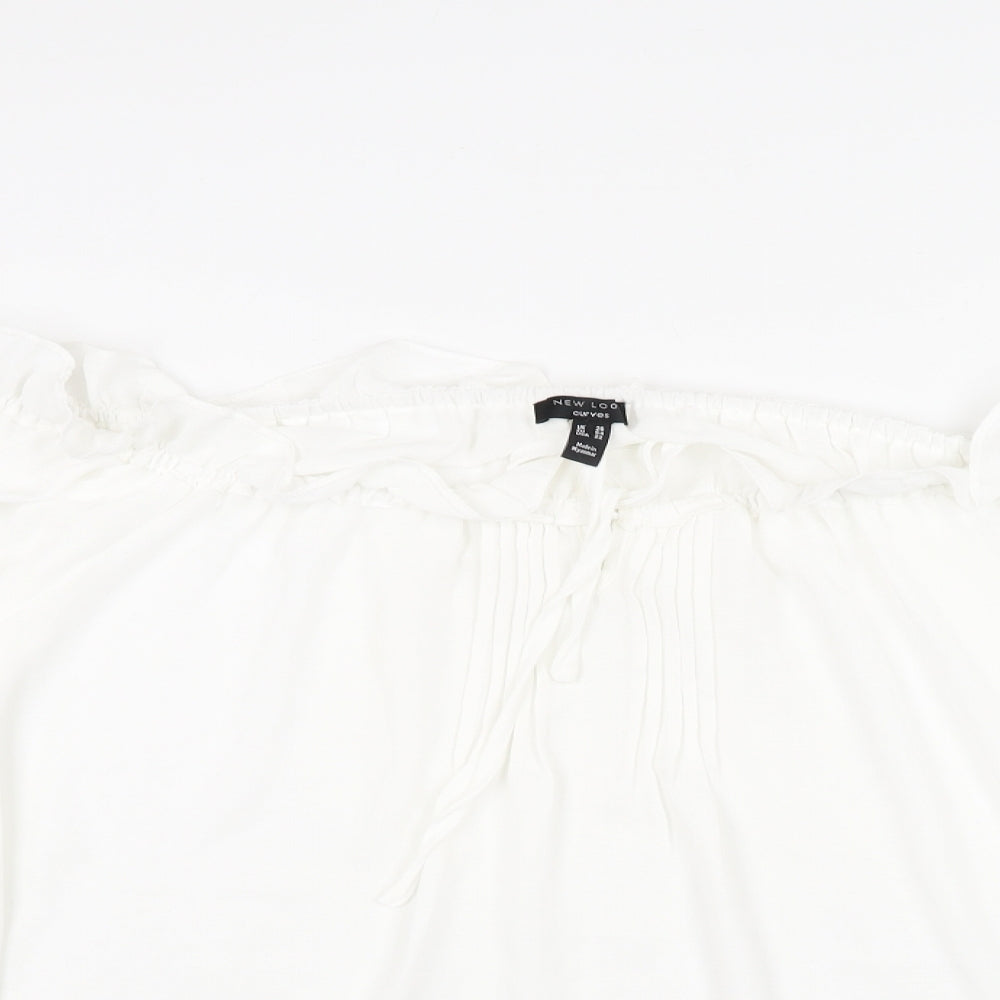 New Look Womens White Polyester Basic Blouse Size 26 Boat Neck - Frill Lace Trim