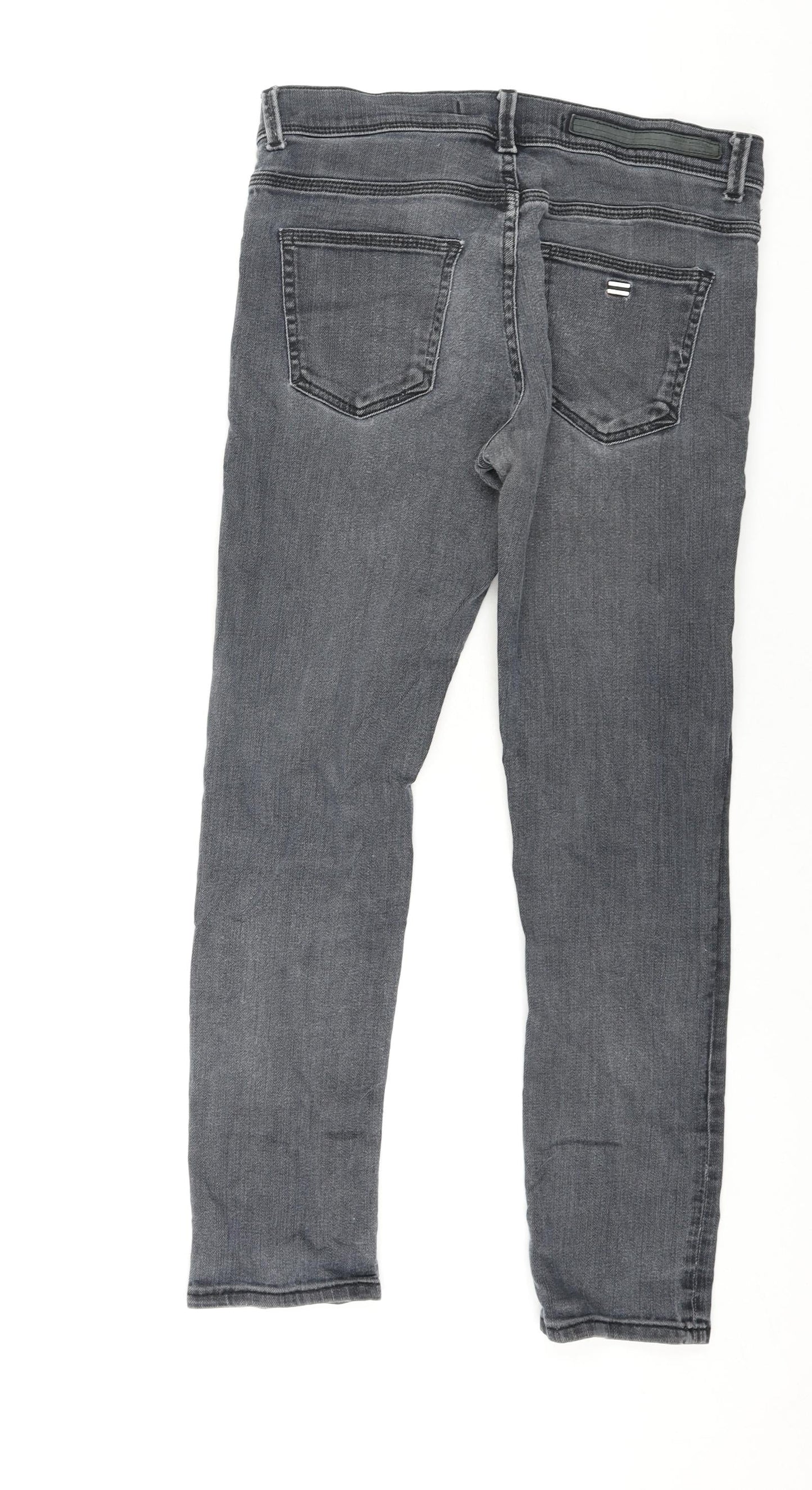 Zara Mens Grey Cotton Straight Jeans Size 30 in L27 in Regular Zip
