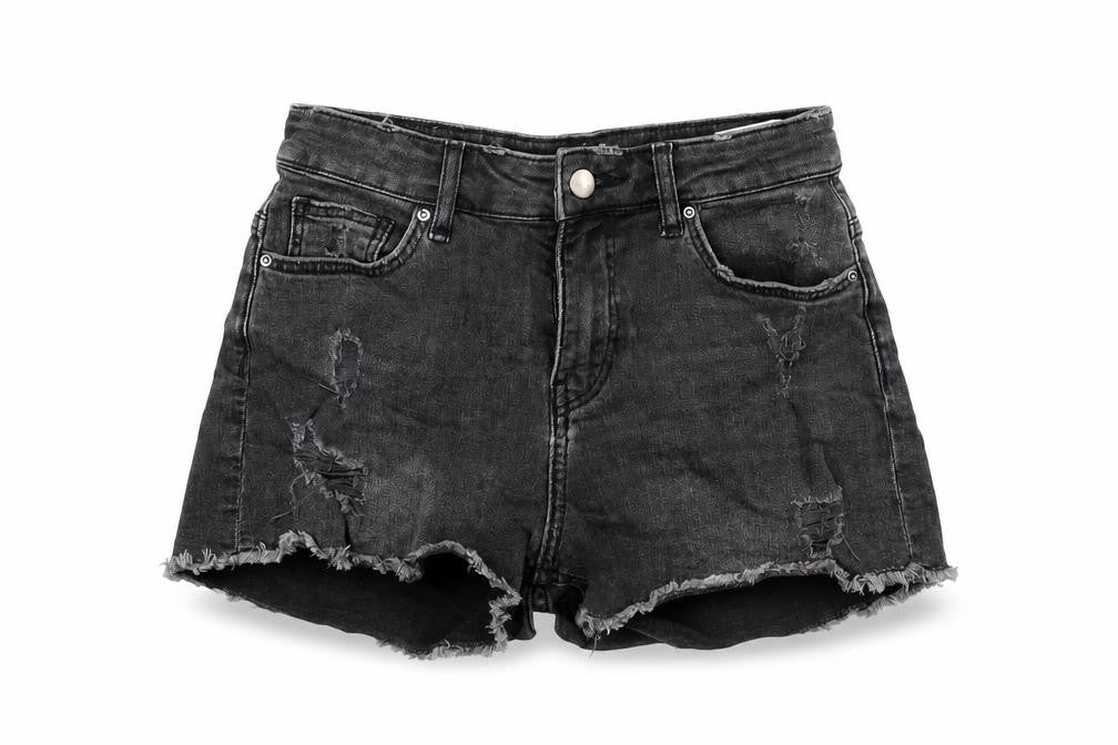 H&M Womens Black Cotton Cut-Off Shorts Size 6 Regular Zip