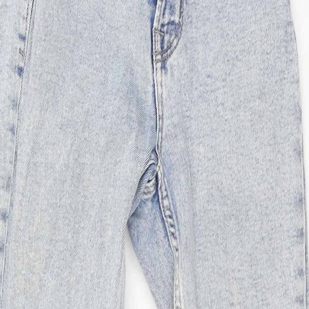 Stradivarius Womens Blue Cotton Straight Jeans Size 4 L25 in Regular Zip