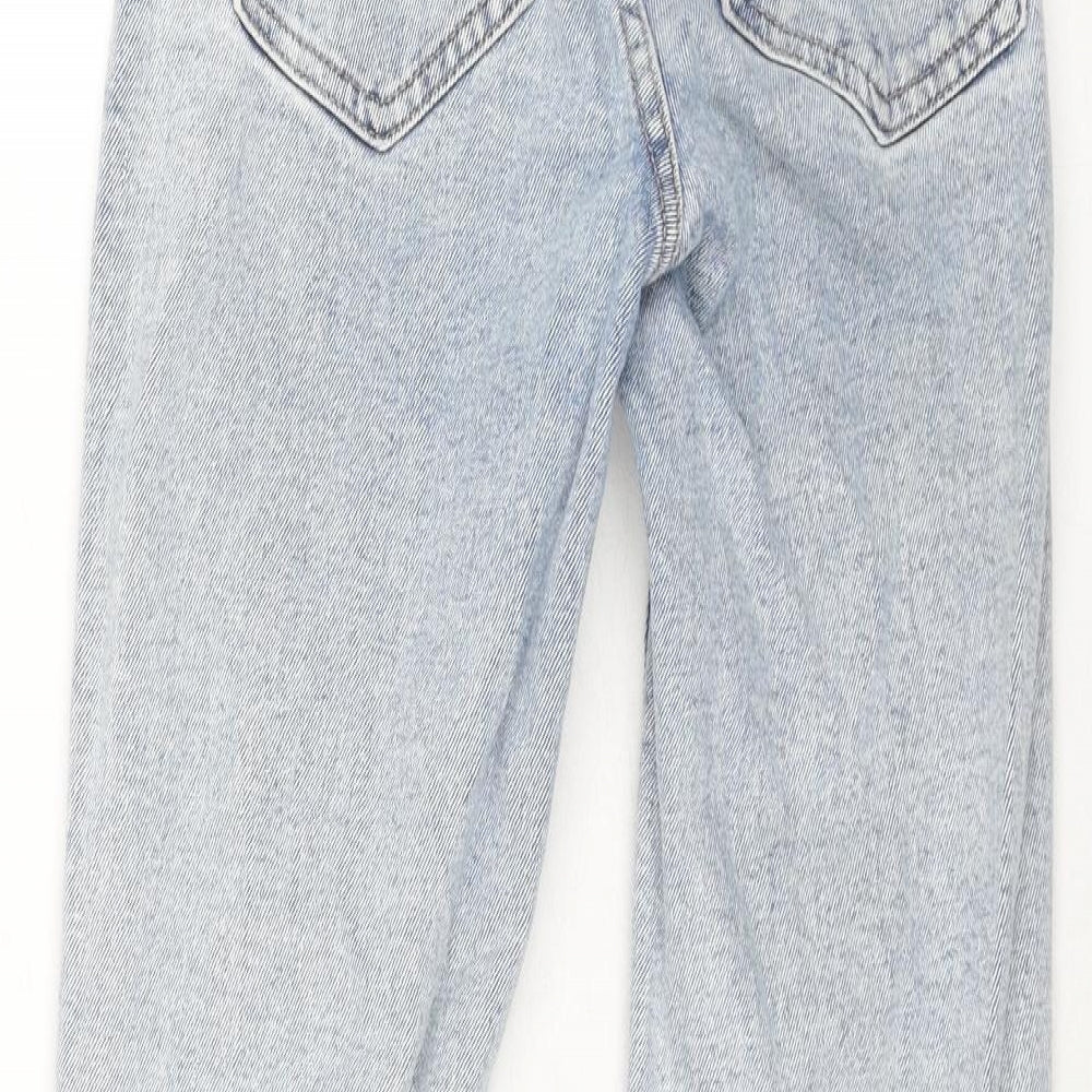 Stradivarius Womens Blue Cotton Straight Jeans Size 4 L25 in Regular Zip