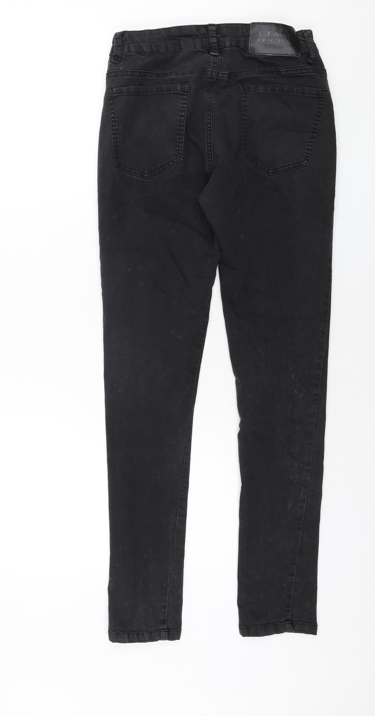 Boohoo Mens Grey Cotton Skinny Jeans Size 30 in L32 in Regular Zip