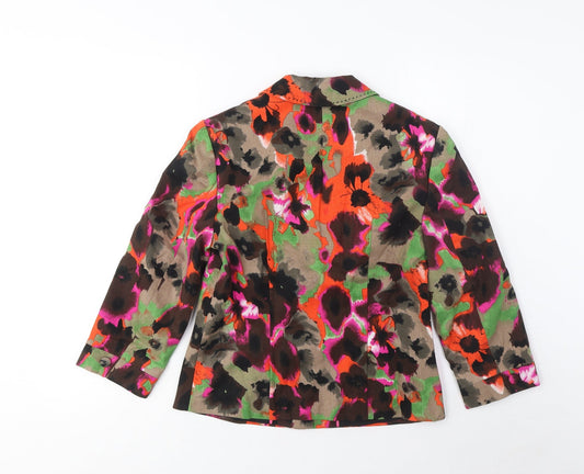 Marks and Spencer Womens Multicoloured Floral Jacket Blazer Size 10 Button - Pockets