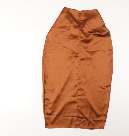 Misspap Womens Brown Polyester A-Line Skirt Size 8 Zip