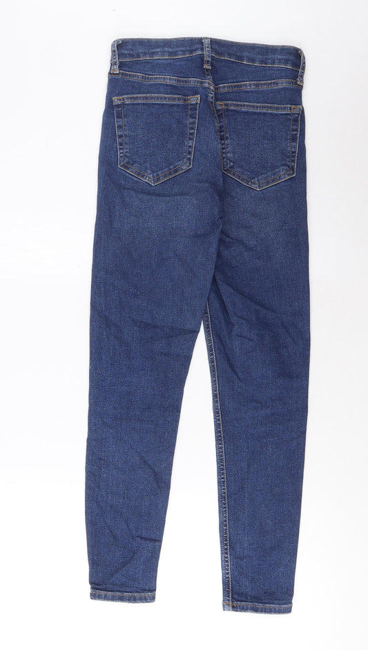 Topshop Womens Blue Cotton Skinny Jeans Size 25 in L30 in Regular Zip - Pockets