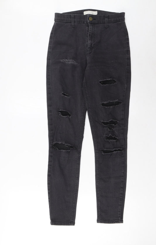 Topshop Womens Grey Cotton Skinny Jeans Size 28 in L34 in Regular Zip - Pockets