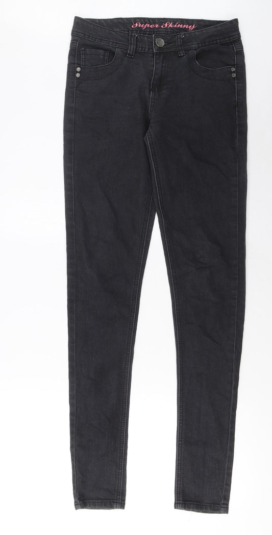 Denim & Co. Womens Grey Cotton Skinny Jeans Size 10 L34 in Regular Zip - Pockets
