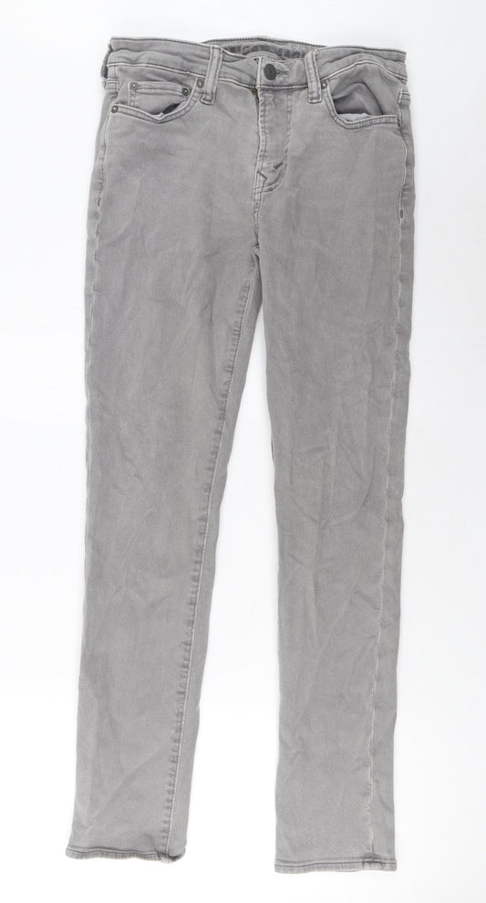 American Eagle Outfitters Mens Grey Cotton Skinny Jeans Size 30 in L32 in Regular Zip - Pockets