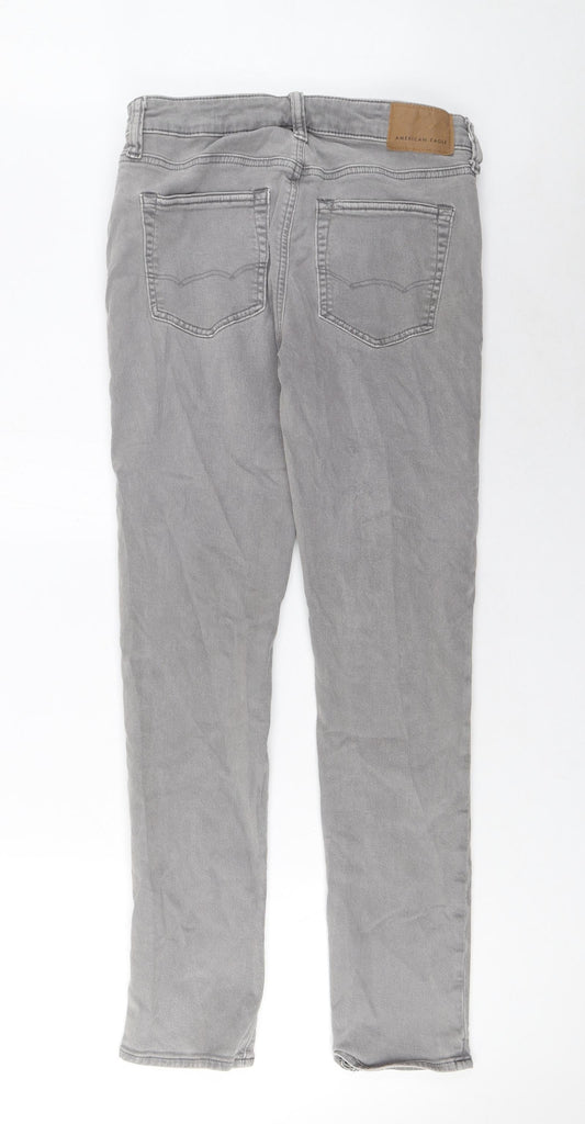 American Eagle Outfitters Mens Grey Cotton Skinny Jeans Size 30 in L32 in Regular Zip - Pockets